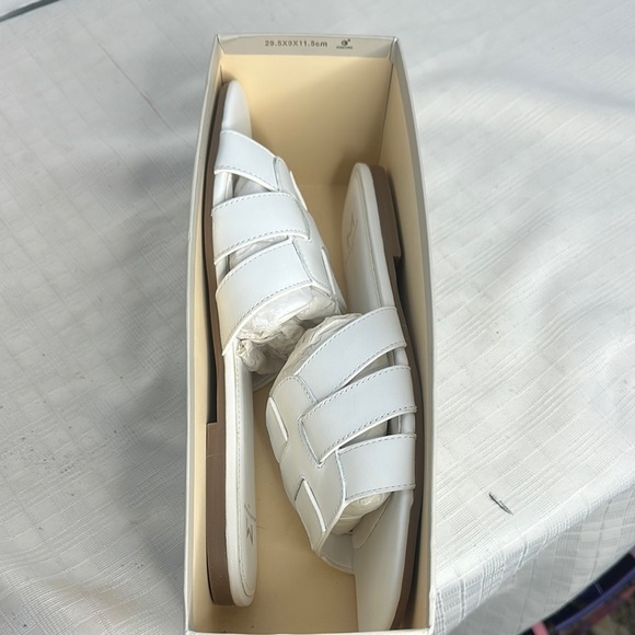 Kayli White Leather Woven Slide Sandals by Marc Fisher LTD - Picture 10 of 10